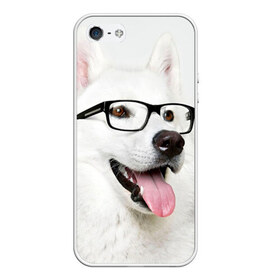 Чехол силиконовый для Телефон Apple iPhone 5/5S с принтом Собака в очках в Кировске, Силикон | Область печати: задняя сторона чехла, без боковых панелей | домашнее | животное | очки | пес | прикол | собака в очках | умный | ученый