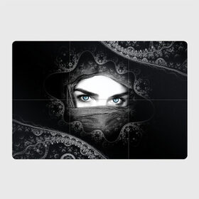 Магнитный плакат 3Х2 с принтом Восточная девушка в Кировске, Полимерный материал с магнитным слоем | 6 деталей размером 9*9 см | взгляд | восточная девушка | глаза | красивая | никаб | орнамент | узоры | хиджаб