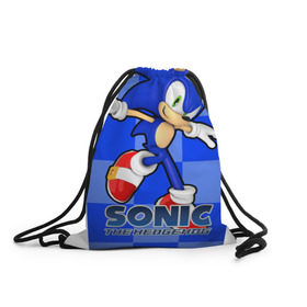 Рюкзак-мешок 3D с принтом Sonic The-Hedgehog в Кировске, 100% полиэстер | плотность ткани — 200 г/м2, размер — 35 х 45 см; лямки — толстые шнурки, застежка на шнуровке, без карманов и подкладки | sega sonic