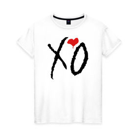 Женская футболка хлопок с принтом XO в Кировске, 100% хлопок | прямой крой, круглый вырез горловины, длина до линии бедер, слегка спущенное плечо | drake | the weeknd | xo