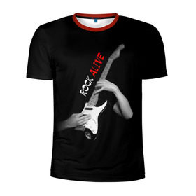 Мужская футболка 3D спортивная с принтом Рок жив (rock alive) в Кировске, 100% полиэстер с улучшенными характеристиками | приталенный силуэт, круглая горловина, широкие плечи, сужается к линии бедра | rock | рок | рок жив | русский рок