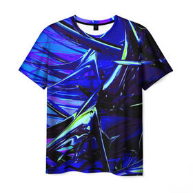 Мужская футболка 3D с принтом Острые шипы в Кировске, 100% полиэфир | прямой крой, круглый вырез горловины, длина до линии бедер | колючки | металл | прикольные | синие | текстуры | шипы