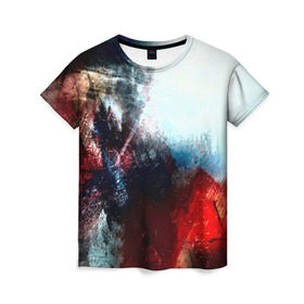 Женская футболка 3D с принтом Expressive в Кировске, 100% полиэфир ( синтетическое хлопкоподобное полотно) | прямой крой, круглый вырез горловины, длина до линии бедер | rainbow | краска | прикольные | радуга | текстуры | штрихи