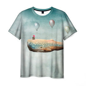 Мужская футболка 3D с принтом Кит в Кировске, 100% полиэфир | прямой крой, круглый вырез горловины, длина до линии бедер | автостопом по галактике | кит