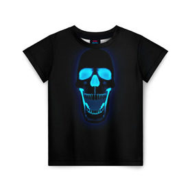 Детская футболка 3D с принтом Весёлый череп в Кировске, 100% гипоаллергенный полиэфир | прямой крой, круглый вырез горловины, длина до линии бедер, чуть спущенное плечо, ткань немного тянется | позитив | прикол | смех | череп | чёрный юмор