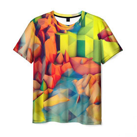 Мужская футболка 3D с принтом Острые шипы в Кировске, 100% полиэфир | прямой крой, круглый вырез горловины, длина до линии бедер | абстракт | абстракции | кубики | острые | ромбики | текстуры