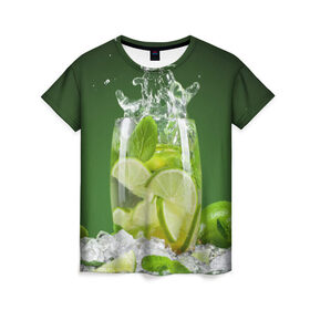 Женская футболка 3D с принтом Коктейль в Кировске, 100% полиэфир ( синтетическое хлопкоподобное полотно) | прямой крой, круглый вырез горловины, длина до линии бедер | cocktail | коктель | кола | напиток | спрайт | фреш