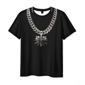 Мужская футболка 3D с принтом Медальон в Кировске, 100% полиэфир | прямой крой, круглый вырез горловины, длина до линии бедер | волк | медальон | цепочка | цепь