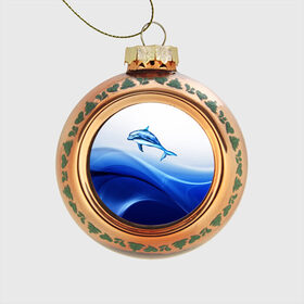 Стеклянный ёлочный шар с принтом Дельфин в Кировске, Стекло | Диаметр: 80 мм | Тематика изображения на принте: дельфин | море | рыбка