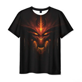 Мужская футболка 3D с принтом Diablo в Кировске, 100% полиэфир | прямой крой, круглый вырез горловины, длина до линии бедер | diablo | диабло | дьявол | игра