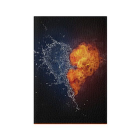 Обложка для паспорта матовая кожа с принтом Water and flames heart в Кировске, натуральная матовая кожа | размер 19,3 х 13,7 см; прозрачные пластиковые крепления | Тематика изображения на принте: вода | огонь огонь и вода | пар | прикольное | разное | сердце