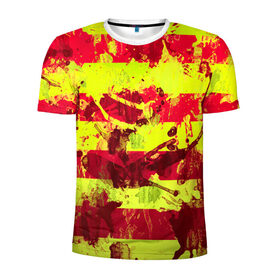 Мужская футболка 3D спортивная с принтом Полосы(гранж) в Кировске, 100% полиэстер с улучшенными характеристиками | приталенный силуэт, круглая горловина, широкие плечи, сужается к линии бедра | арт | гранж | краска | полосы | прикольные | радуга | цветные