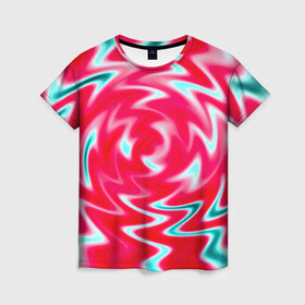 Женская футболка 3D с принтом Разводы красок в Кировске, 100% полиэфир ( синтетическое хлопкоподобное полотно) | прямой крой, круглый вырез горловины, длина до линии бедер | абстракции | разводы | цветные