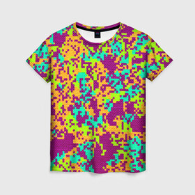 Женская футболка 3D с принтом Пиксели в Кировске, 100% полиэфир ( синтетическое хлопкоподобное полотно) | прямой крой, круглый вырез горловины, длина до линии бедер | minecraft | new | иллюзии | красный | пиксели
