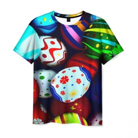 Мужская футболка 3D с принтом Пасха в Кировске, 100% полиэфир | прямой крой, круглый вырез горловины, длина до линии бедер | разноцветный | яйца | яркий