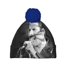 Шапка 3D c помпоном с принтом Фредди Меркьюри в Кировске, 100% полиэстер | универсальный размер, печать по всей поверхности изделия | freddie mercury | queen. | автор песен | британский | вокалист | певец | рок группа | фредди меркьюри