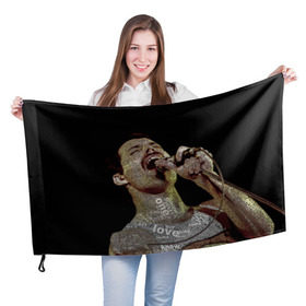Флаг 3D с принтом Фредди Меркьюри в Кировске, 100% полиэстер | плотность ткани — 95 г/м2, размер — 67 х 109 см. Принт наносится с одной стороны | freddie mercury | queen. | автор песен | британский | вокалист | певец | рок группа | фредди меркьюри