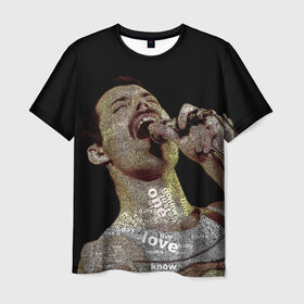 Мужская футболка 3D с принтом Фредди Меркьюри в Кировске, 100% полиэфир | прямой крой, круглый вырез горловины, длина до линии бедер | freddie mercury | queen. | автор песен | британский | вокалист | певец | рок группа | фредди меркьюри