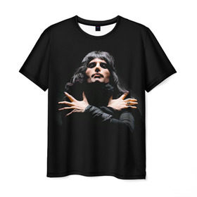 Мужская футболка 3D с принтом Фредди Меркьюри в Кировске, 100% полиэфир | прямой крой, круглый вырез горловины, длина до линии бедер | freddie mercury | queen. | автор песен | британский | вокалист | певец | рок группа | фредди меркьюри