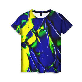 Женская футболка 3D с принтом Брызги красок в Кировске, 100% полиэфир ( синтетическое хлопкоподобное полотно) | прямой крой, круглый вырез горловины, длина до линии бедер | мазки | цветные