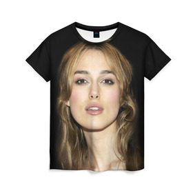 Женская футболка 3D с принтом Кира Найтли в Кировске, 100% полиэфир ( синтетическое хлопкоподобное полотно) | прямой крой, круглый вырез горловины, длина до линии бедер | keira knightley | британская актриса | кира найтли | оскар