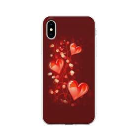 Чехол для Apple iPhone X силиконовый матовый с принтом Сердца в Кировске, Силикон | Печать на задней стороне чехла, без боковой панели | love is | девушкам | любовь | сердца