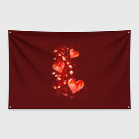 Флаг-баннер с принтом Сердца в Кировске, 100% полиэстер | размер 67 х 109 см, плотность ткани — 95 г/м2; по краям флага есть четыре люверса для крепления | love is | девушкам | любовь | сердца