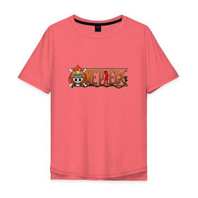 Мужская футболка хлопок Oversize с принтом One Piece - logo Ace в Кировске, 100% хлопок | свободный крой, круглый ворот, “спинка” длиннее передней части | ван пис | лого | луффи | мугивара | пираты | эйс