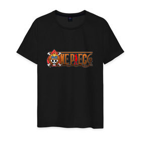 Мужская футболка хлопок с принтом One Piece - logo Ace в Кировске, 100% хлопок | прямой крой, круглый вырез горловины, длина до линии бедер, слегка спущенное плечо. | ван пис | лого | луффи | мугивара | пираты | эйс