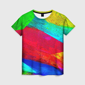 Женская футболка 3D с принтом Краска в Кировске, 100% полиэфир ( синтетическое хлопкоподобное полотно) | прямой крой, круглый вырез горловины, длина до линии бедер | гранж | краска | новые | прикольные | текстуры | цветные