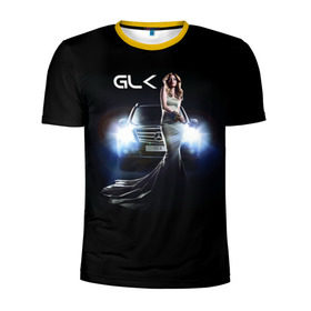 Мужская футболка 3D спортивная с принтом Mersedes GLK в Кировске, 100% полиэстер с улучшенными характеристиками | приталенный силуэт, круглая горловина, широкие плечи, сужается к линии бедра | glk | mersedes | автомобиль | девушка | мерседес