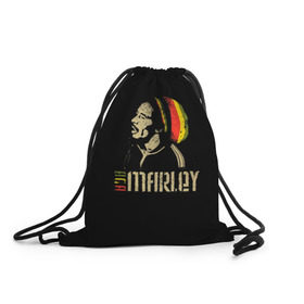 Рюкзак-мешок 3D с принтом Bob Marley в Кировске, 100% полиэстер | плотность ткани — 200 г/м2, размер — 35 х 45 см; лямки — толстые шнурки, застежка на шнуровке, без карманов и подкладки | bob marley | боб марли | музыка | регги | ямайка