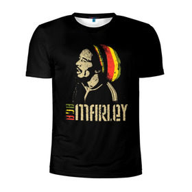 Мужская футболка 3D спортивная с принтом Bob Marley в Кировске, 100% полиэстер с улучшенными характеристиками | приталенный силуэт, круглая горловина, широкие плечи, сужается к линии бедра | Тематика изображения на принте: bob marley | боб марли | музыка | регги | ямайка