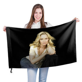 Флаг 3D с принтом Ума Турман в Кировске, 100% полиэстер | плотность ткани — 95 г/м2, размер — 67 х 109 см. Принт наносится с одной стороны | uma karuna thurman | актриса | американская | ума каруна турман