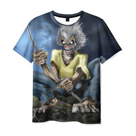 Мужская футболка 3D с принтом FISHING в Кировске, 100% полиэфир | прямой крой, круглый вырез горловины, длина до линии бедер | iron maiden | rock | рок | череп