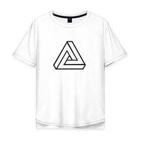 Мужская футболка хлопок Oversize с принтом Невозможный треугольник в Кировске, 100% хлопок | свободный крой, круглый ворот, “спинка” длиннее передней части | оптическая иллюзия