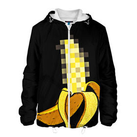 Мужская куртка 3D с принтом Банан 18+ в Кировске, ткань верха — 100% полиэстер, подклад — флис | прямой крой, подол и капюшон оформлены резинкой с фиксаторами, два кармана без застежек по бокам, один большой потайной карман на груди. Карман на груди застегивается на липучку | банан | большой банан | ххх