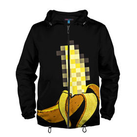 Мужская ветровка 3D с принтом Банан 18+ в Кировске, 100% полиэстер | подол и капюшон оформлены резинкой с фиксаторами, два кармана без застежек по бокам, один потайной карман на груди | банан | большой банан | ххх