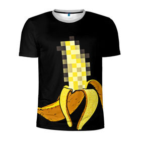 Мужская футболка 3D спортивная с принтом Банан 18+ в Кировске, 100% полиэстер с улучшенными характеристиками | приталенный силуэт, круглая горловина, широкие плечи, сужается к линии бедра | банан | большой банан | ххх