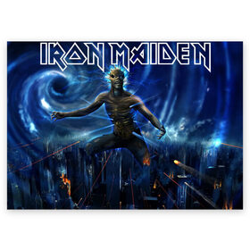 Поздравительная открытка с принтом Iron Maiden в Кировске, 100% бумага | плотность бумаги 280 г/м2, матовая, на обратной стороне линовка и место для марки
 | iron maiden | rock | рок | череп