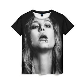 Женская футболка 3D с принтом Бри Ларсон в Кировске, 100% полиэфир ( синтетическое хлопкоподобное полотно) | прямой крой, круглый вырез горловины, длина до линии бедер | brie larson | актриса | американская | бри ларсон | певица