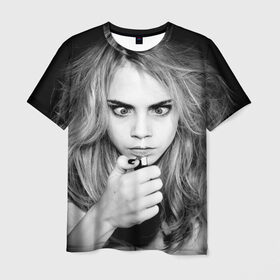Мужская футболка 3D с принтом Кара Делевинь в Кировске, 100% полиэфир | прямой крой, круглый вырез горловины, длина до линии бедер | cara delevingne | актриса | британская | кара делевинь | топ модель