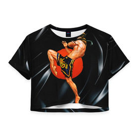 Женская футболка 3D укороченная с принтом Muay thai 4 в Кировске, 100% полиэстер | круглая горловина, длина футболки до линии талии, рукава с отворотами | muay thai
