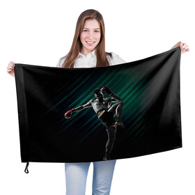 Флаг 3D с принтом Muay thai 6 в Кировске, 100% полиэстер | плотность ткани — 95 г/м2, размер — 67 х 109 см. Принт наносится с одной стороны | Тематика изображения на принте: muay thai