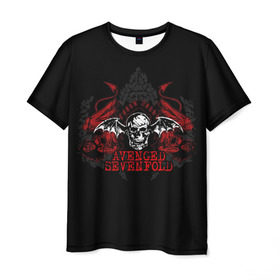 Мужская футболка 3D с принтом Avenged Sevenfold в Кировске, 100% полиэфир | прямой крой, круглый вырез горловины, длина до линии бедер | avenged sevenfold