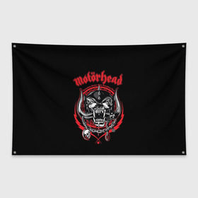 Флаг-баннер с принтом Motorhead в Кировске, 100% полиэстер | размер 67 х 109 см, плотность ткани — 95 г/м2; по краям флага есть четыре люверса для крепления | motorhead