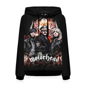 Женская толстовка 3D с принтом Motorhead в Кировске, 100% полиэстер  | двухслойный капюшон со шнурком для регулировки, мягкие манжеты на рукавах и по низу толстовки, спереди карман-кенгуру с мягким внутренним слоем. | motorhead