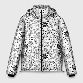 Мужская зимняя куртка 3D с принтом Цветочки-травушки в Кировске, верх — 100% полиэстер; подкладка — 100% полиэстер; утеплитель — 100% полиэстер | длина ниже бедра, свободный силуэт Оверсайз. Есть воротник-стойка, отстегивающийся капюшон и ветрозащитная планка. 

Боковые карманы с листочкой на кнопках и внутренний карман на молнии. | Тематика изображения на принте: листья | природа | ромашки | цветы