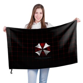 Флаг 3D с принтом Umbrella Corporation - 2 в Кировске, 100% полиэстер | плотность ткани — 95 г/м2, размер — 67 х 109 см. Принт наносится с одной стороны | resident evil | зомби