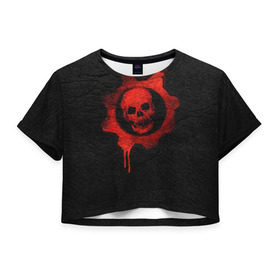 Женская футболка 3D укороченная с принтом Gears of War в Кировске, 100% полиэстер | круглая горловина, длина футболки до линии талии, рукава с отворотами | gears of war | игра